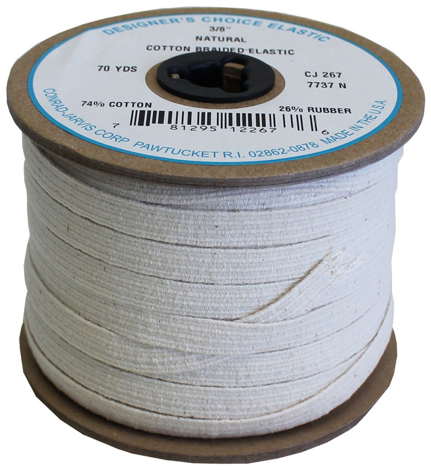 Cotton Braid Elastic 3/8in Natural