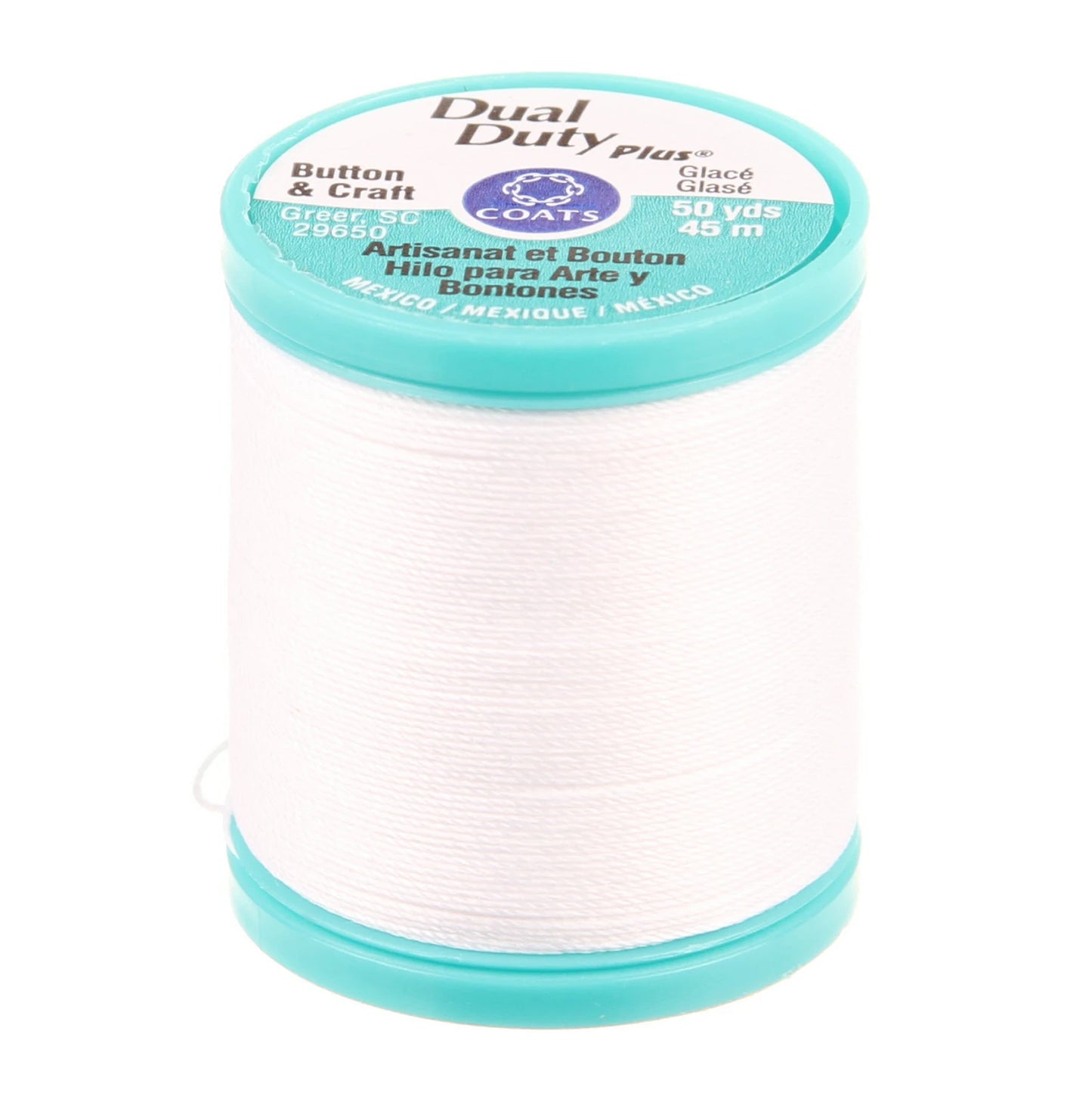 100 Dual Duty Plus Button and Carpet Thread 50yds 10wt White