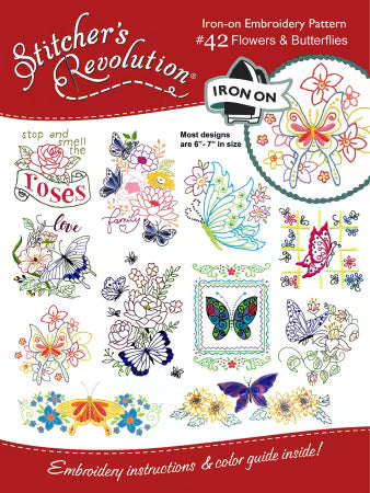 Stitcher's Revolution Embroidery Transfer Pattern - Flowers & Butterflies