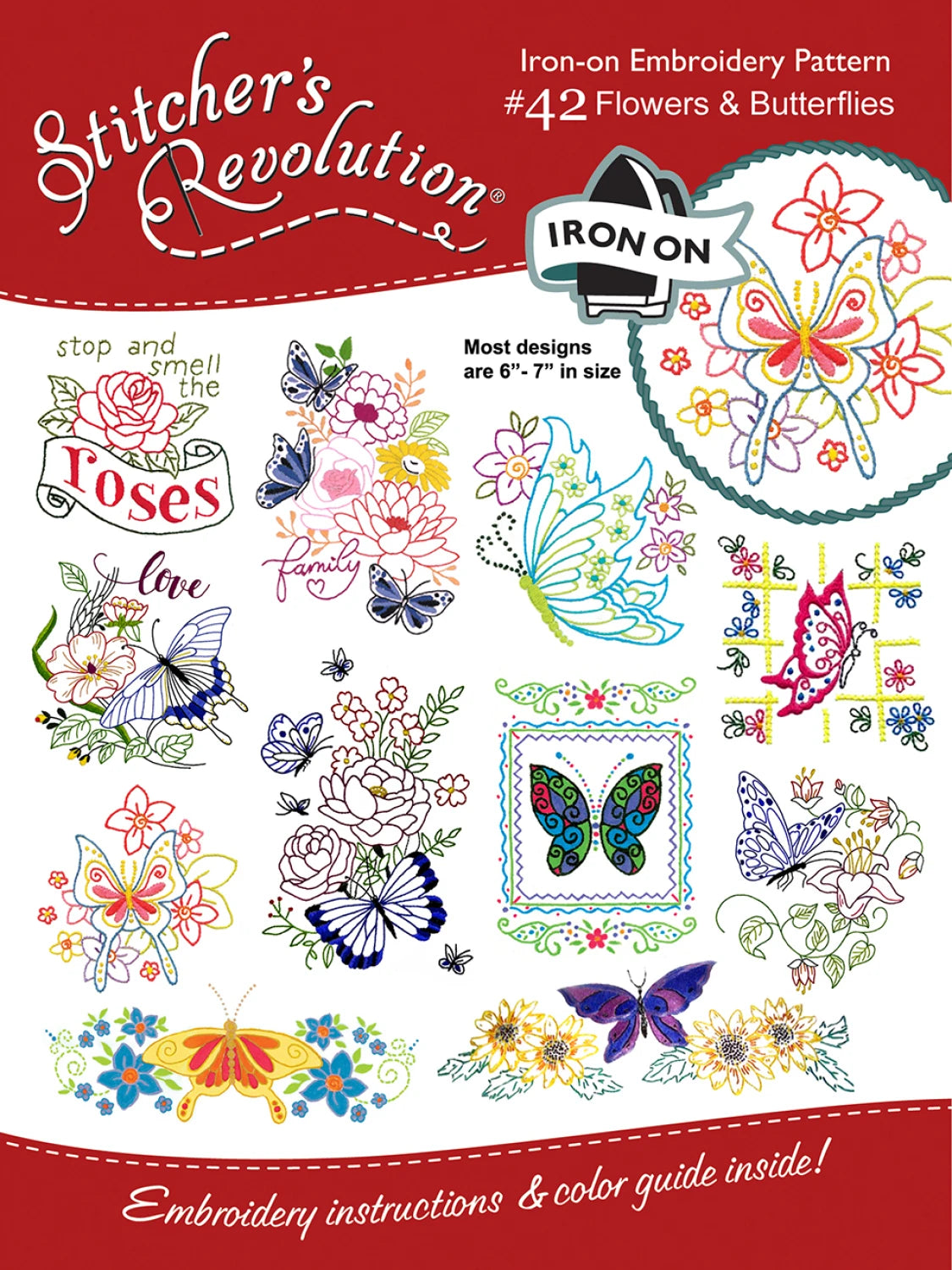 Stitcher's Revolution Embroidery Transfer Pattern - Flowers & Butterflies