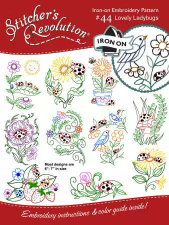 Stitcher's Revolution Embroidery Transfer Pattern - Lovely Ladybugs